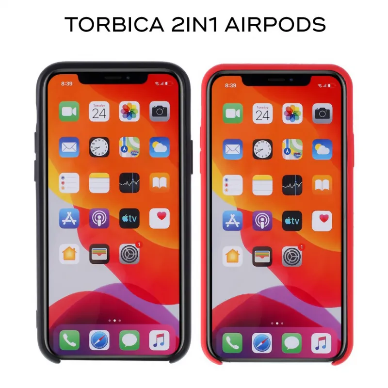 Maska 2in1 airpods za iPhone 6/6S crna