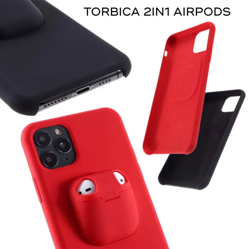 Maska 2in1 airpods za iPhone XS Max crna
