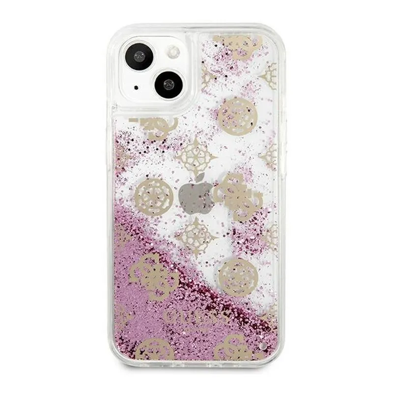 Maska Guess Hc Liquid Glitter Peony za iPhone 13 6.1 roze (GUHCP13MLGPEPI)