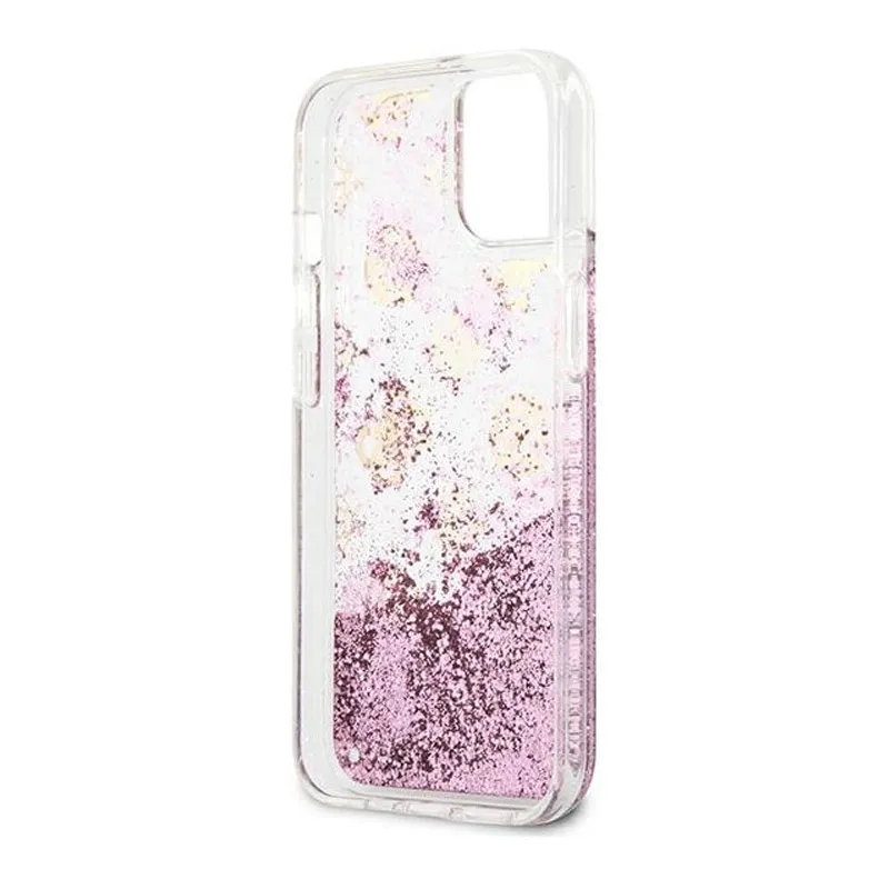 Maska Guess Hc Liquid Glitter Peony za iPhone 13 6.1 roze (GUHCP13MLGPEPI)