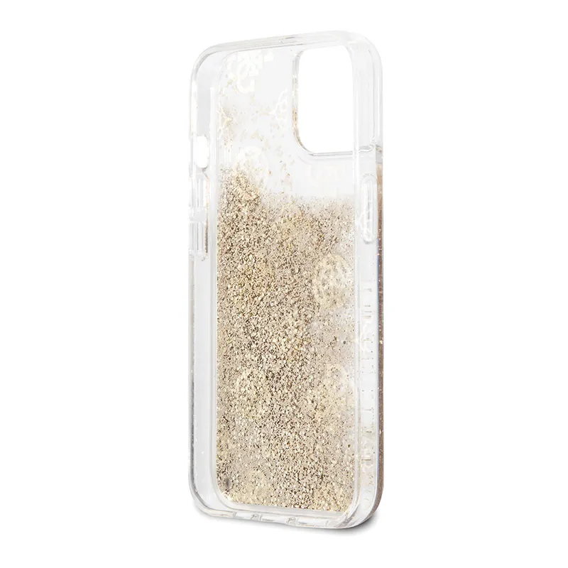 Maska Guess Hc Liquid Glitter Peony za iPhone 13 6.1 zlatna (GUHCP13MLGPEGO)