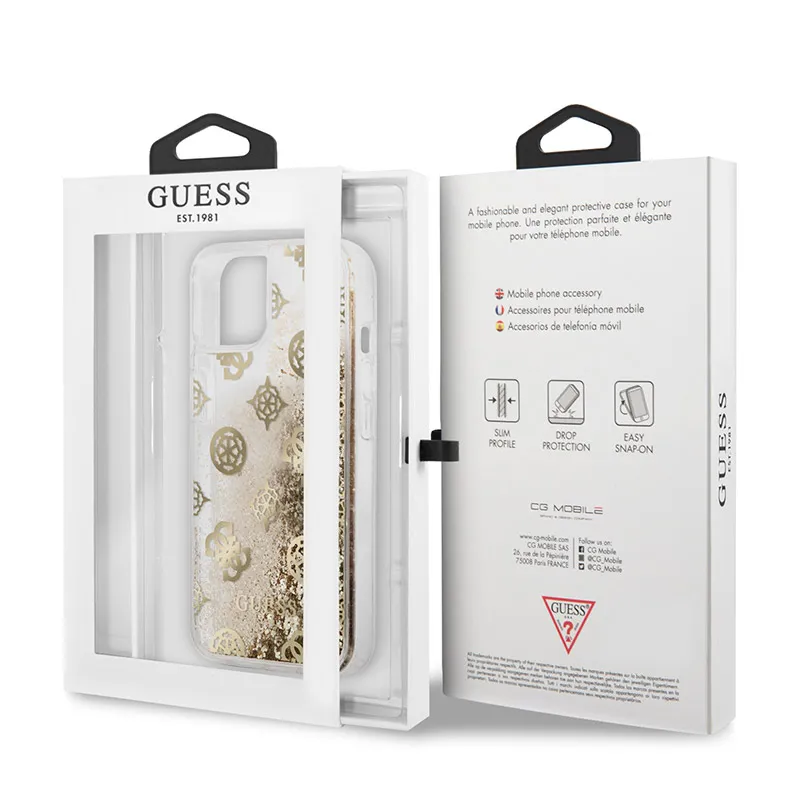 Maska Guess Hc Liquid Glitter Peony za iPhone 13 6.1 zlatna (GUHCP13MLGPEGO)