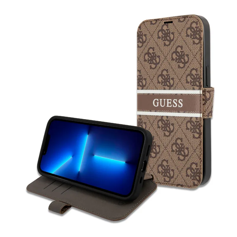 Maska na preklop Guess Bk Pu 4G Stripe za iPhone 13 6.1 braon (GUBKP13M4GDBR)