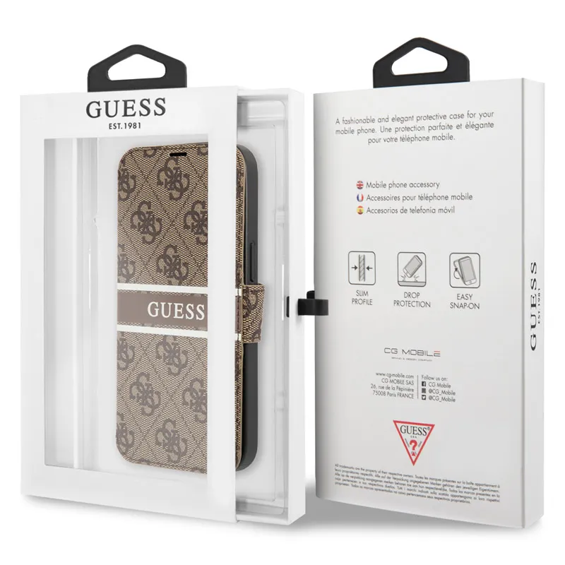 Maska na preklop Guess Bk Pu 4G Stripe za iPhone 13 6.1 braon (GUBKP13M4GDBR)