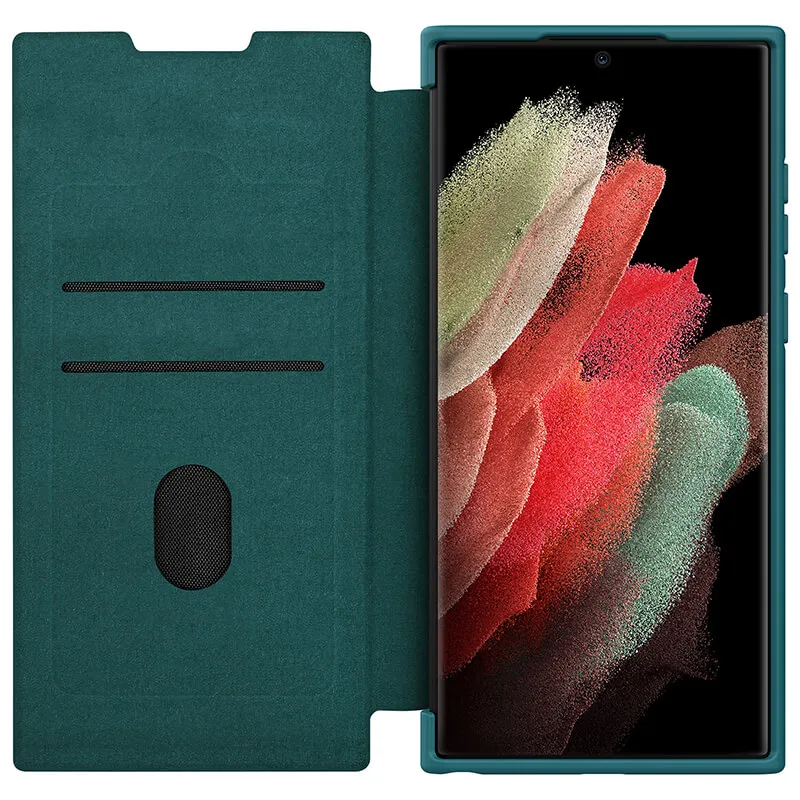 Maska Nillkin Qin Pro Leather za Samsung S908B Galaxy S22 Ultra 5G zelena