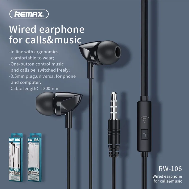 Slusalice REMAX Wired RW-106 3.5 mm bele