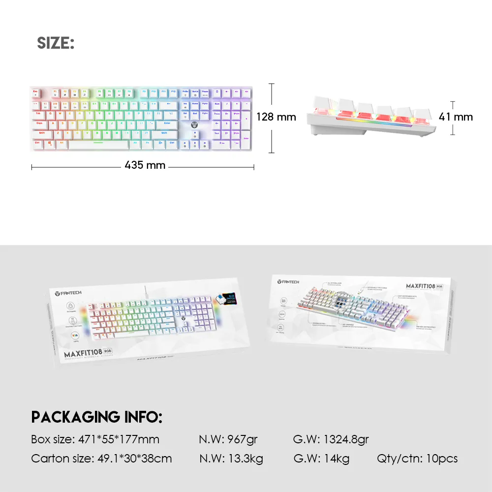 Tastatura Mehanicka Gaming Fantech MK855 RGB Maxfit 108 Space Edition (Blue switch)