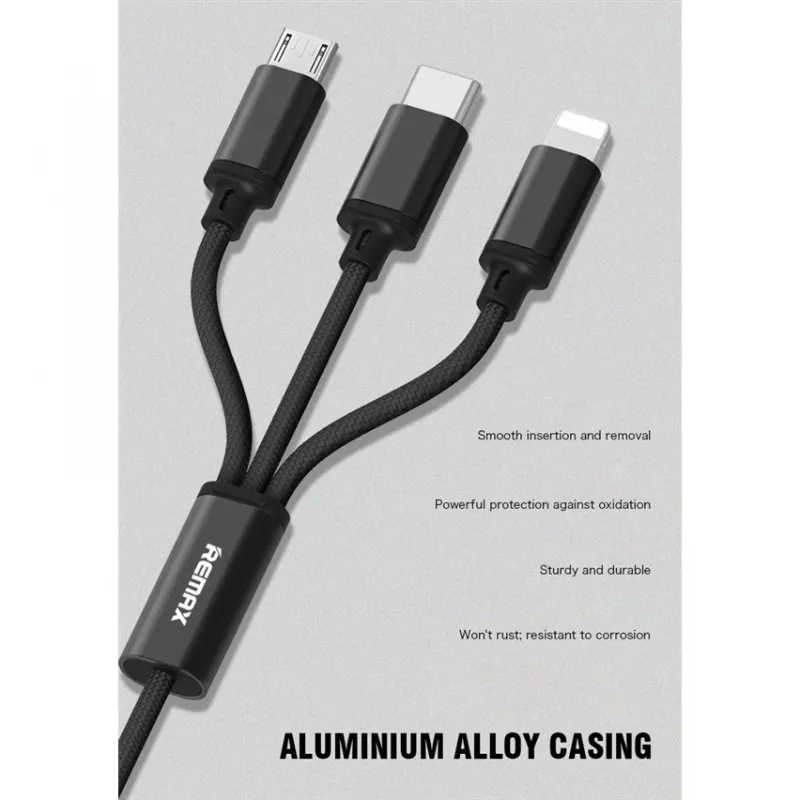 Data kabl REMAX Gition RC-131 3u1 za iPhone Lightning/Micro USB/Type C crni 1m