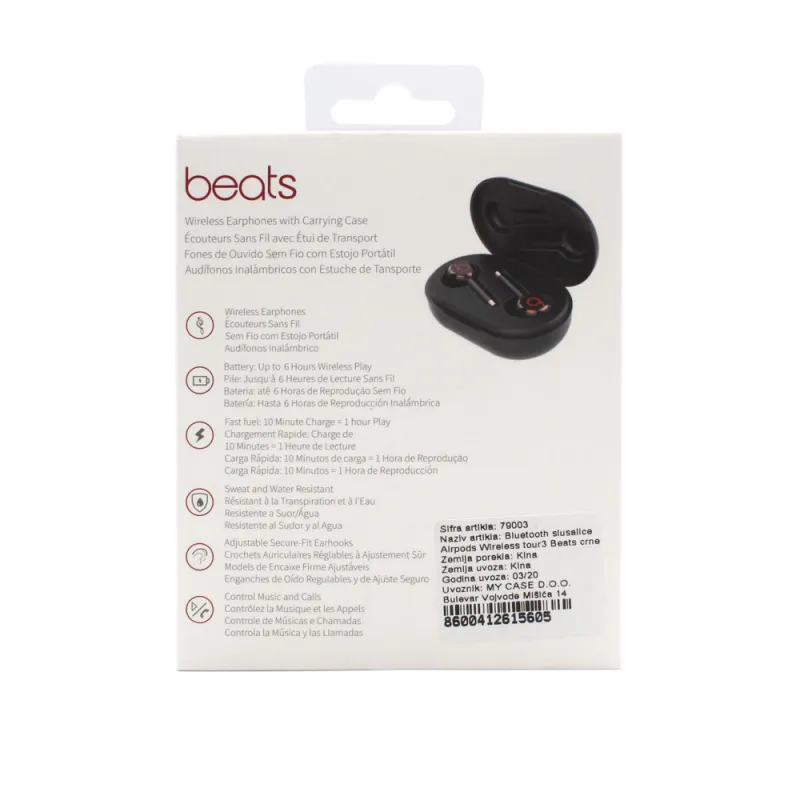 Bluetooth slusalice Airpods Wireless tour3 Beats crne