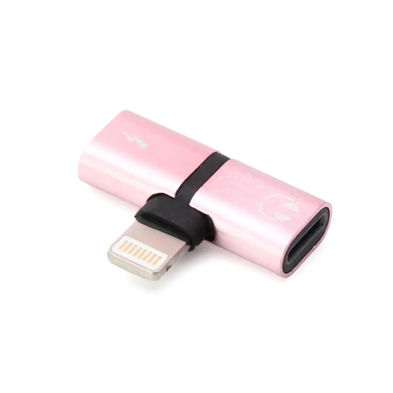 Adapter za slusalice I punjenje W2 iPhone lightning roze