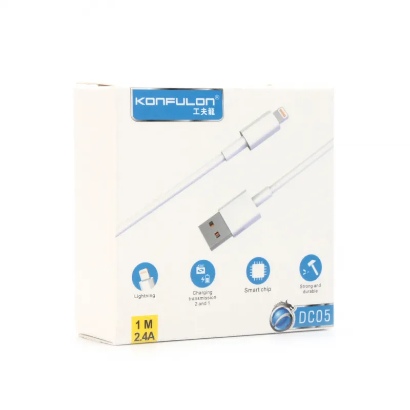 Data kabl KONFULON DC05 za iphone lightning beli 1m