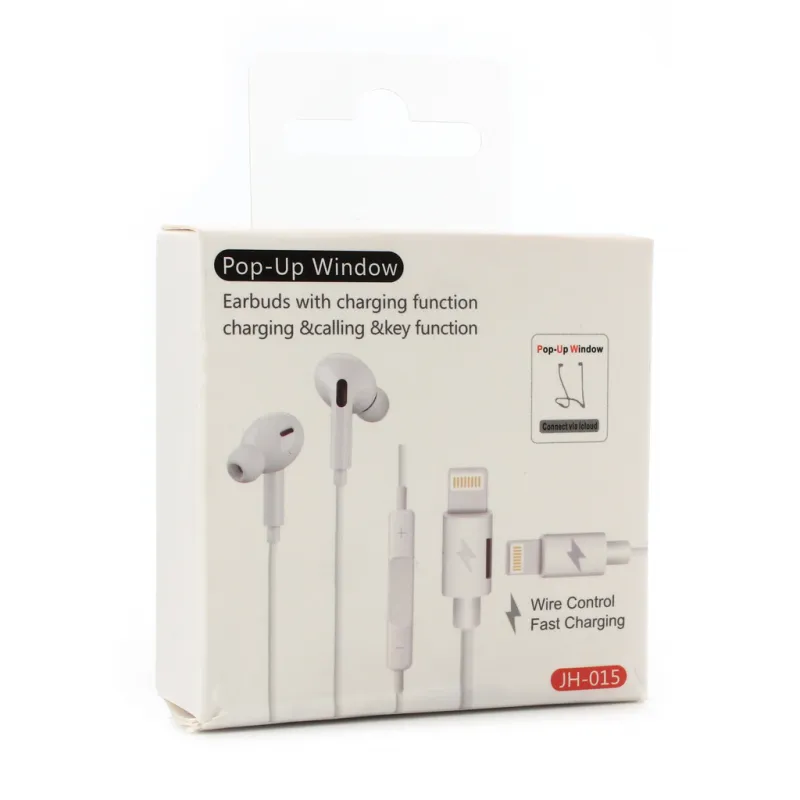 Slusalice sa adapterom za punjenje JH-015 za iPhone lightning bele