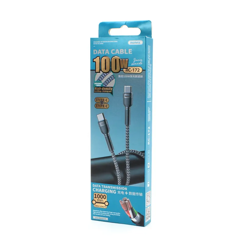 Data kabl REMAX Fast charging 100W PD RC-172 Type C na Type C crni 1m