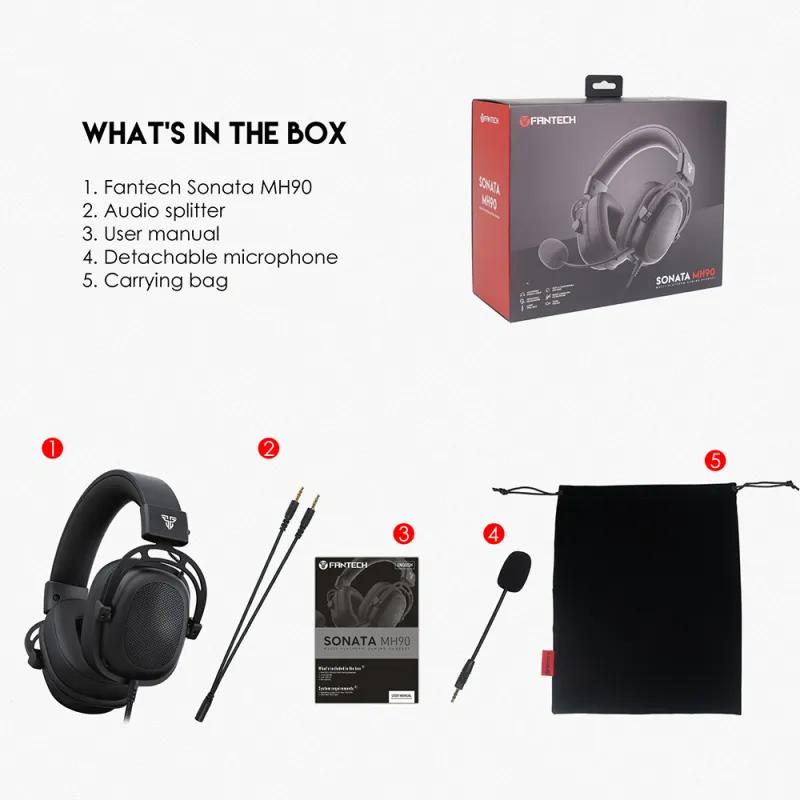 Slusalice Gaming Fantech MH90 Sonata crne