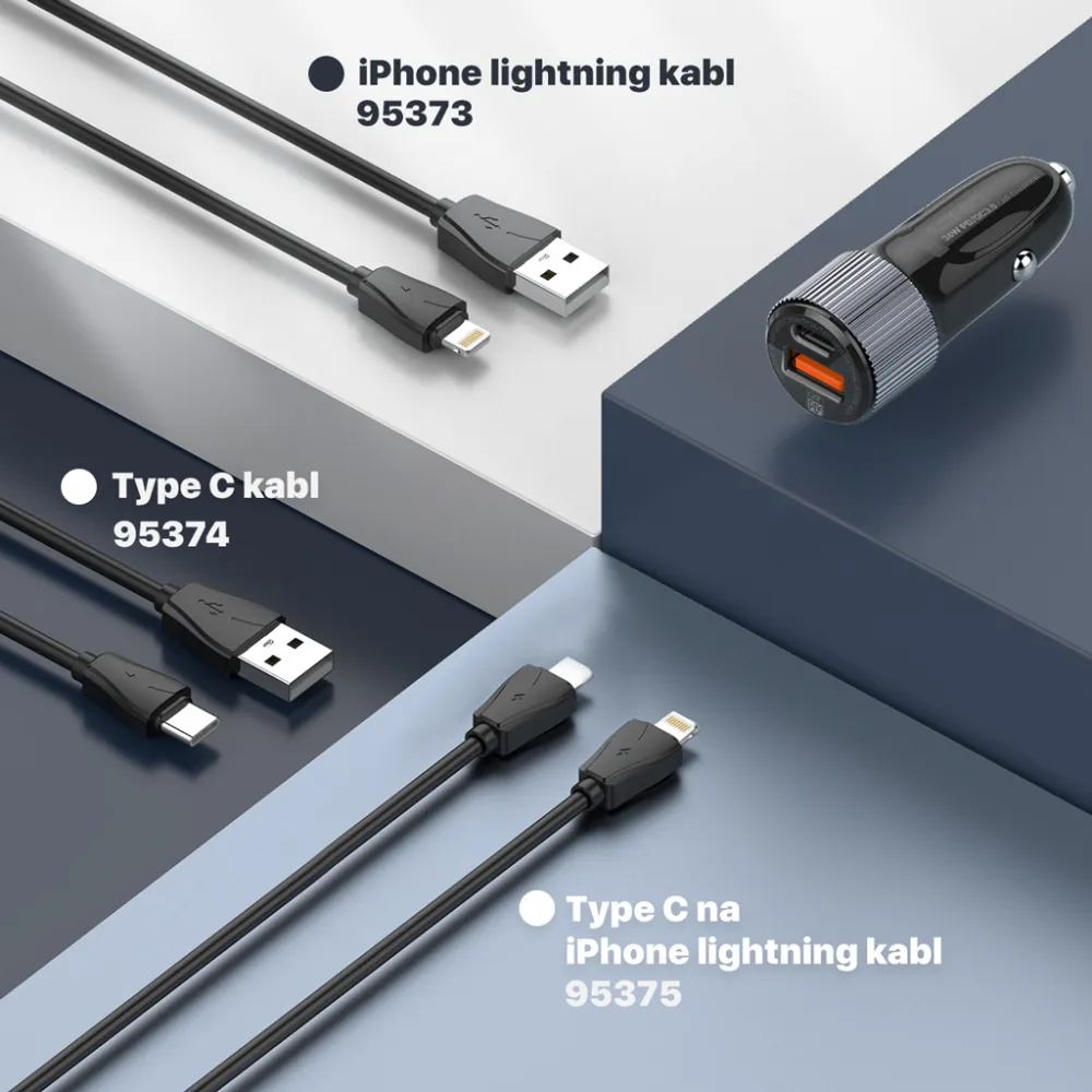 Auto punjac LDNIO C510Q PD/QC3.0 36W sa iPhone lightning kablom