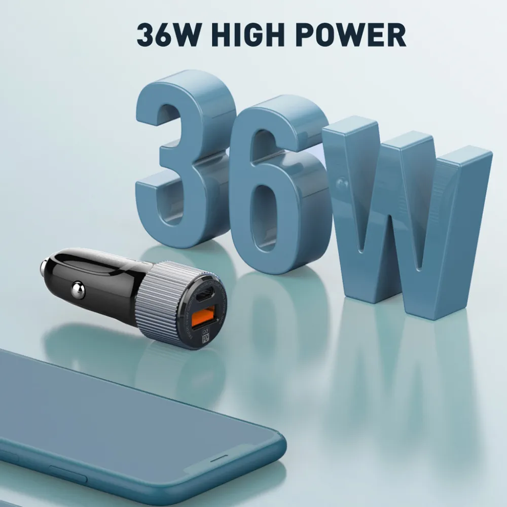 Auto punjac LDNIO C510Q PD/QC3.0 36W sa iPhone lightning kablom