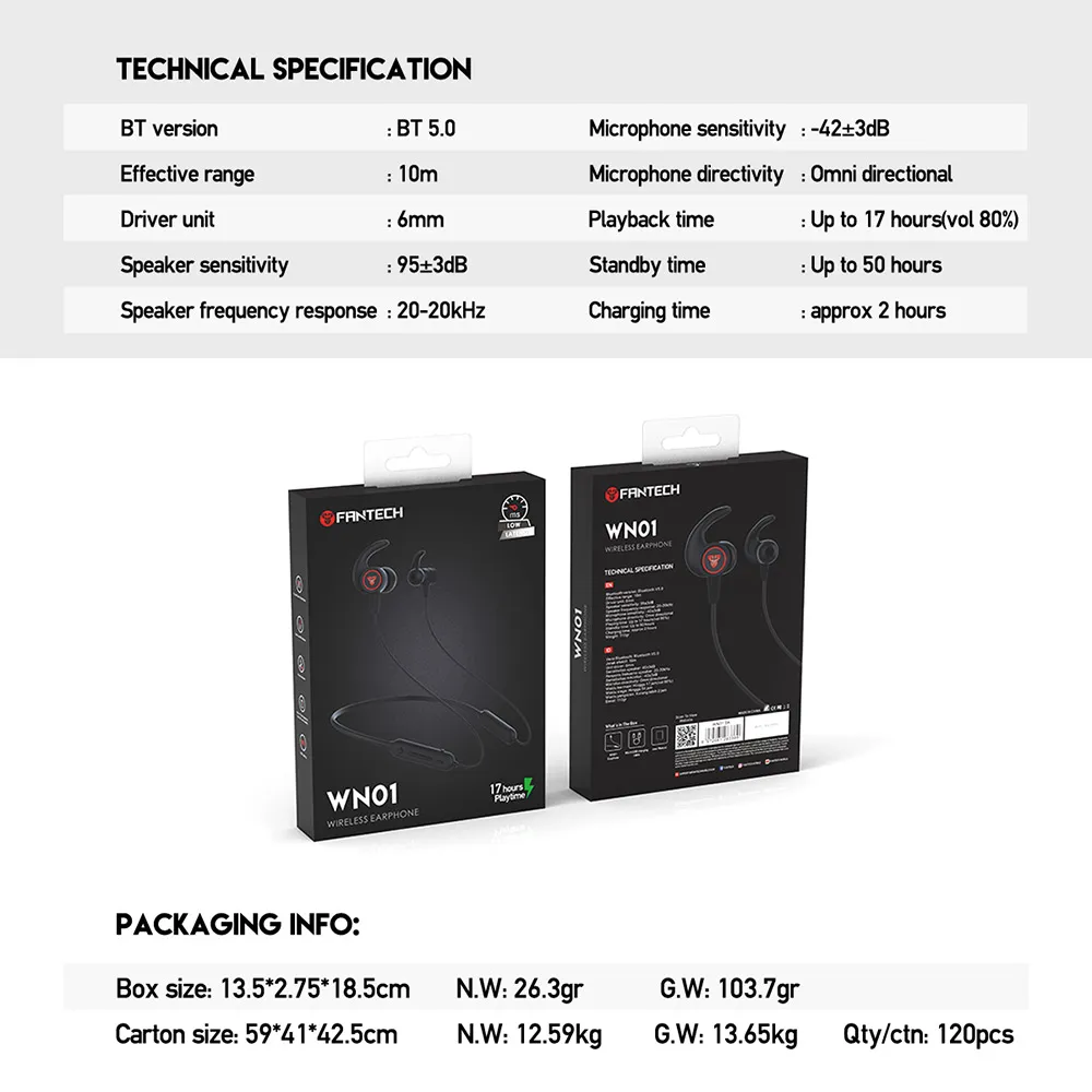 Bluetooth slusalice Fantech WN01 crne