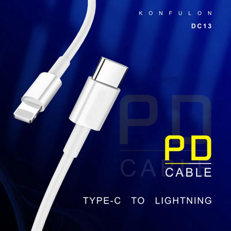 Data kabl KONFULON DC13 PD 3A Type C na iPhone lightning beli 1m