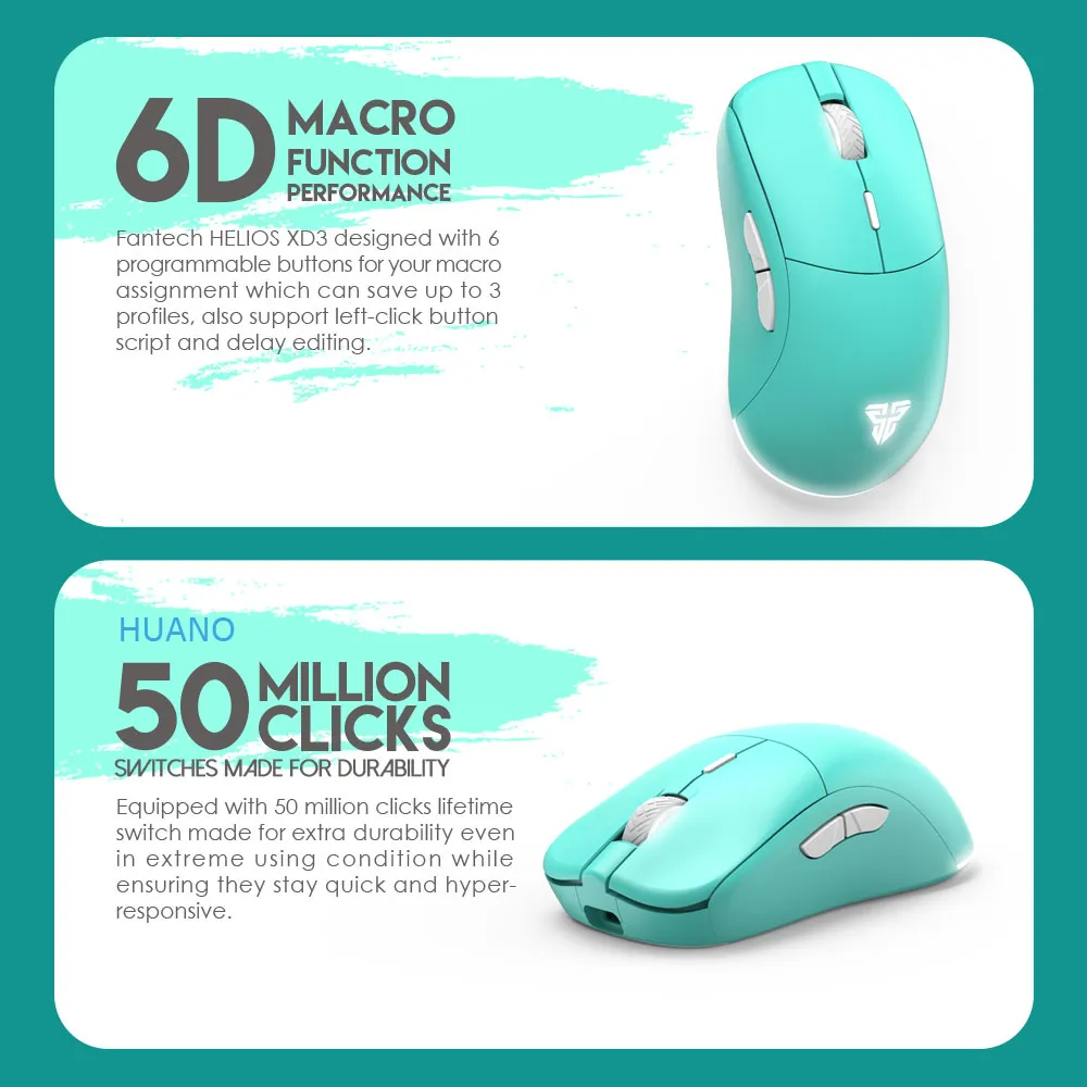 Mis Wireless Gaming Fantech XD3 Helios Mint Edition