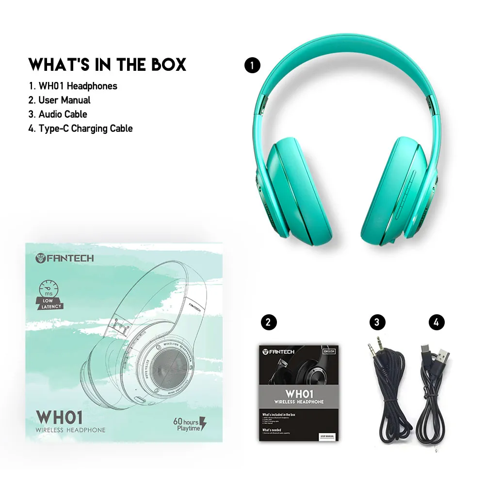 Bluetooth slusalice Fantech WH01 Mint Edition