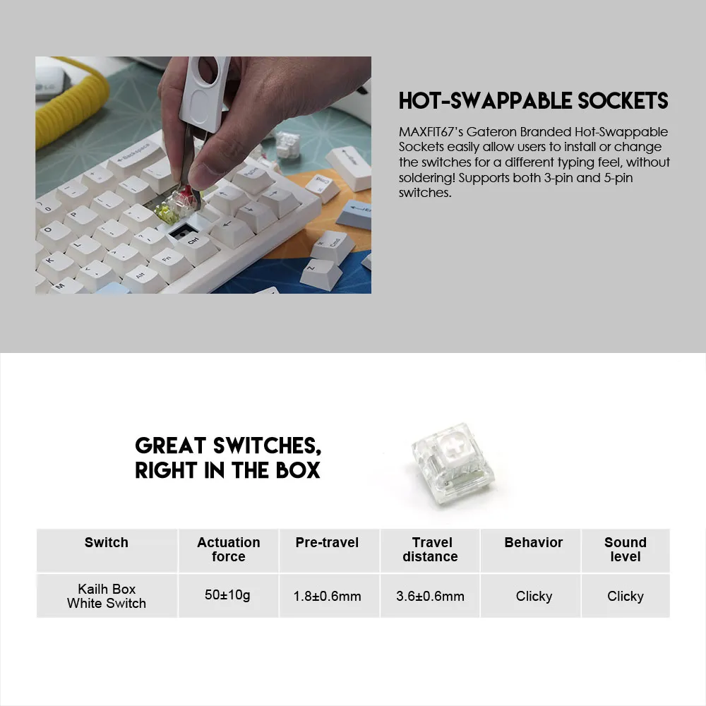 Tastatura Mehanicka Gaming Fantech MK858 RGB Maxfit67 Space Edition (white switch)