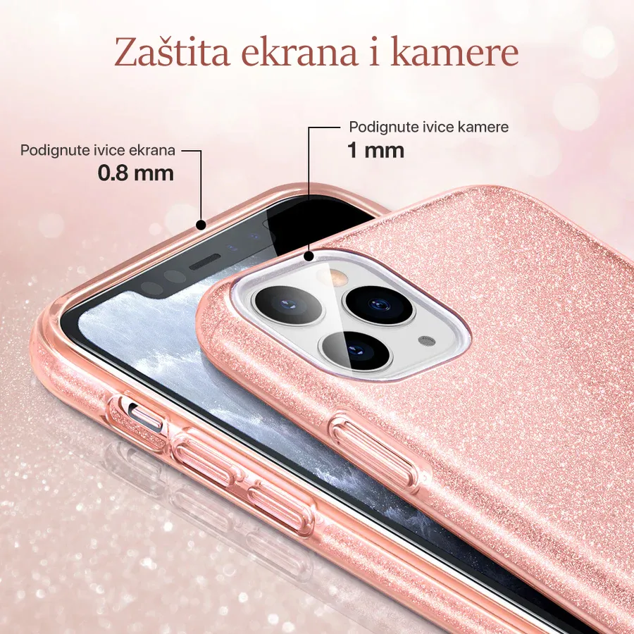 Maska Crystal Dust za iPhone 14 6.7 Plus roze