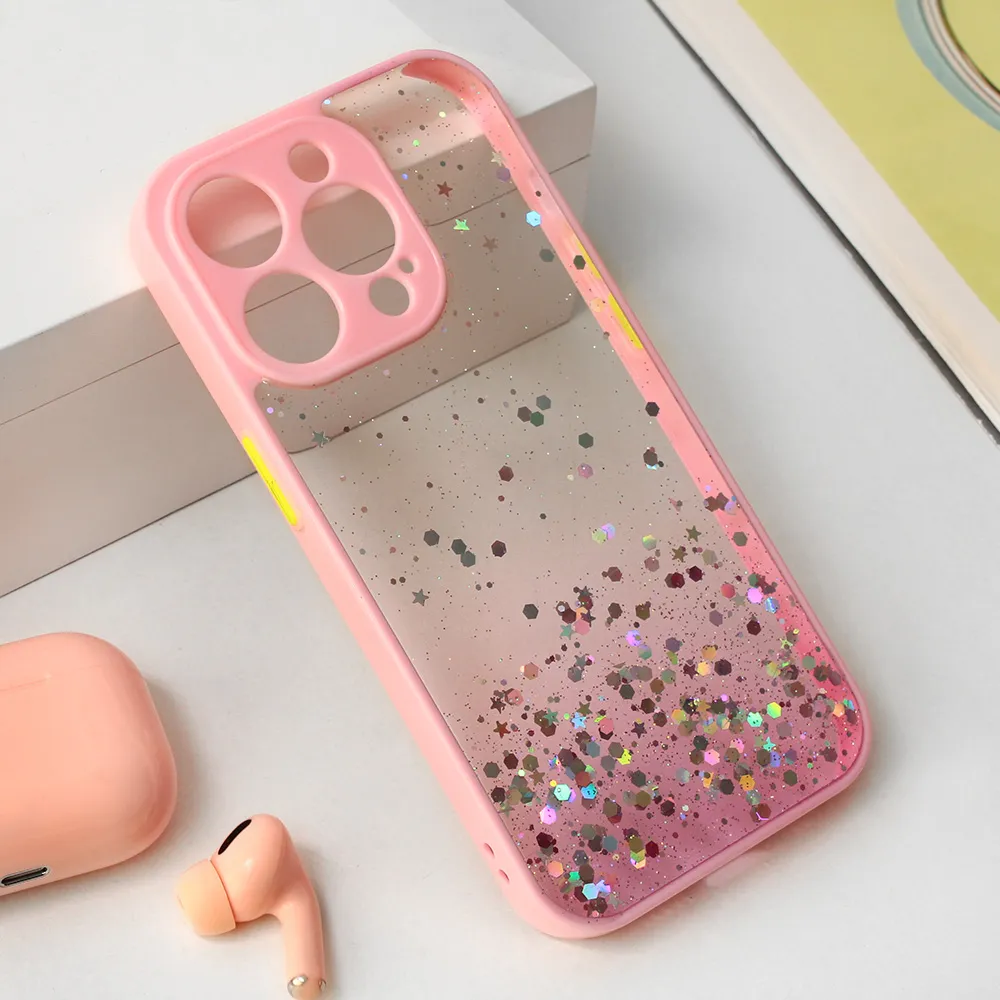 Maska Frame Glitter za iPhone 14 Pro 6.1 roze