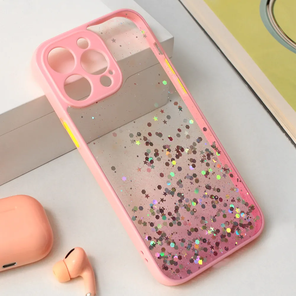Maska Frame Glitter za iPhone 14 Pro Max 6.7 roze