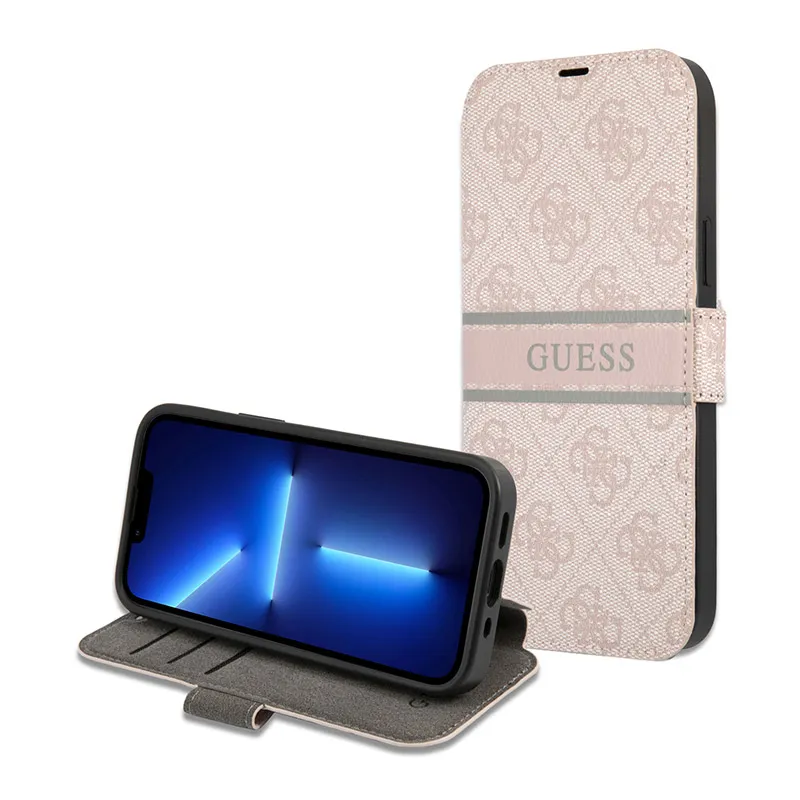 Maska Guess Stripe Bk Pu za iPhone 13 6.1 roze (GUBKP13M4GDPI)