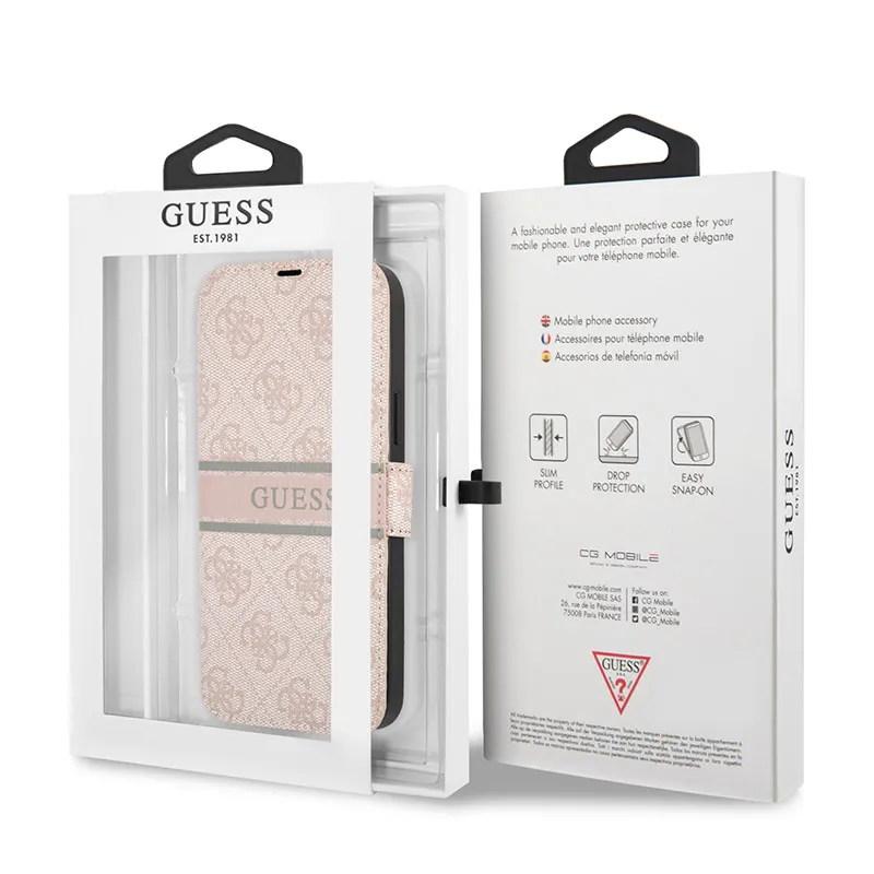 Maska Guess Stripe Bk Pu za iPhone 13 6.1 roze (GUBKP13M4GDPI)