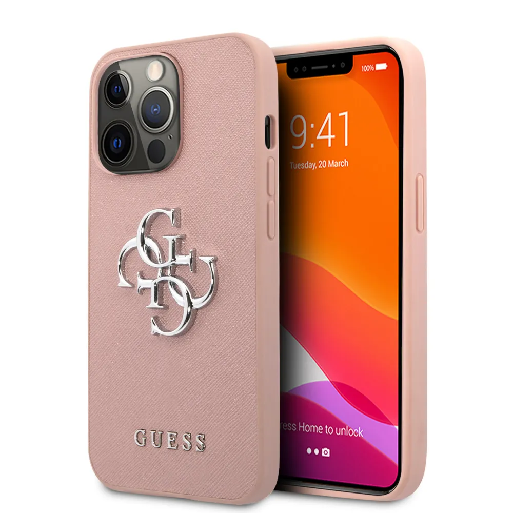 Maska Guess Saffiano Big za iPhone 13 Pro 6.1 roza (GUHCP13LSA4GSPI)