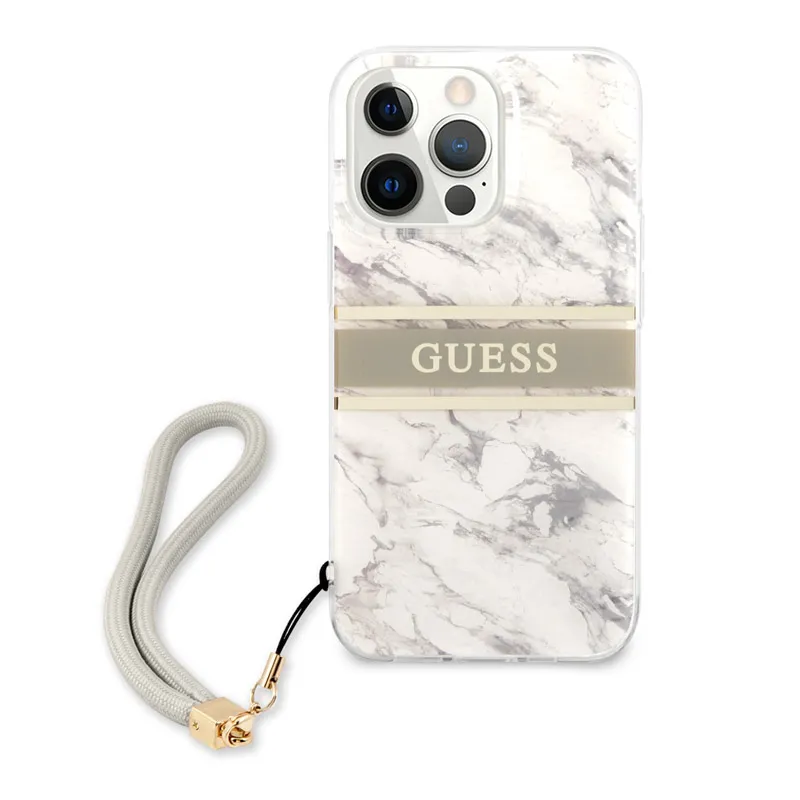 Maska Guess Marble Strap za iPhone 13 Pro 6.1 siva (GUHCP13LKMABGR)