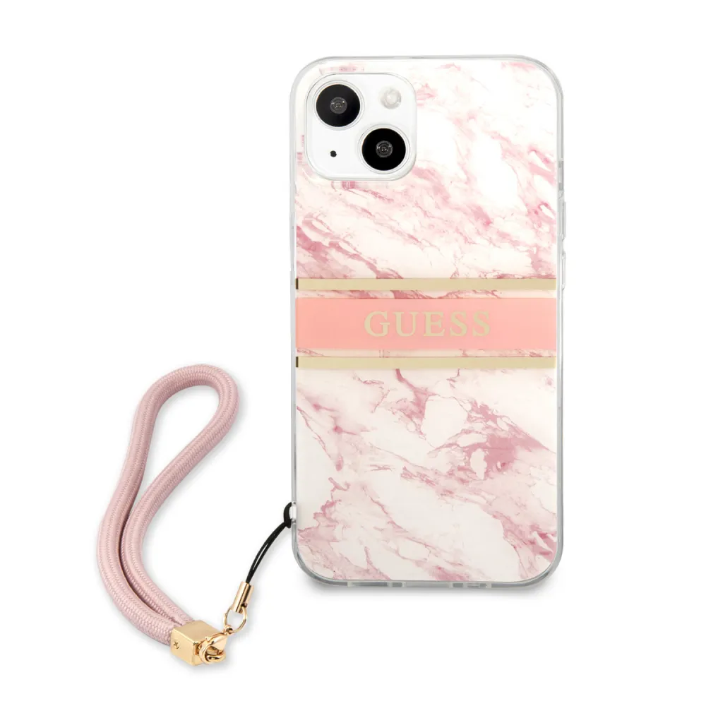 Maska Guess Marble Strap za iPhone 13 6.1 roze (GUHCP13MKMABPI)