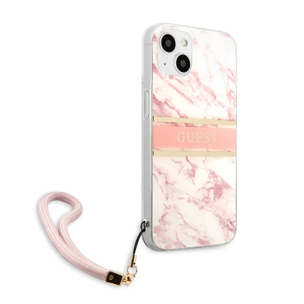 Maska Guess Marble Strap za iPhone 13 6.1 roze (GUHCP13MKMABPI)