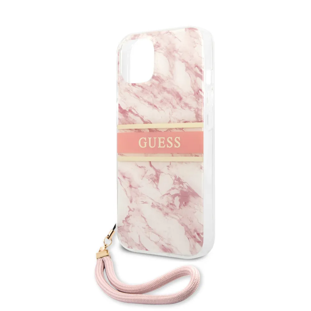 Maska Guess Marble Strap za iPhone 13 6.1 roze (GUHCP13MKMABPI)
