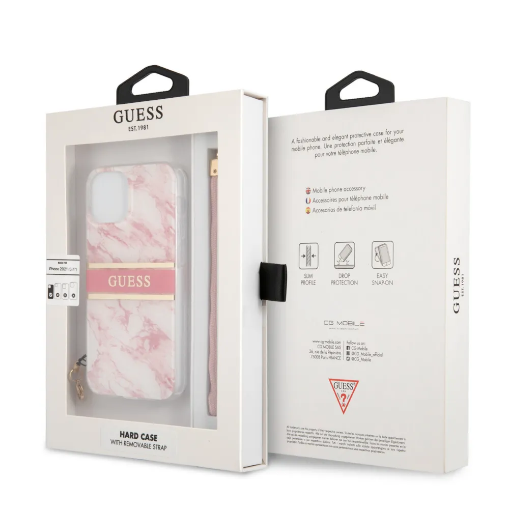 Maska Guess Marble Strap za iPhone 13 6.1 roze (GUHCP13MKMABPI)