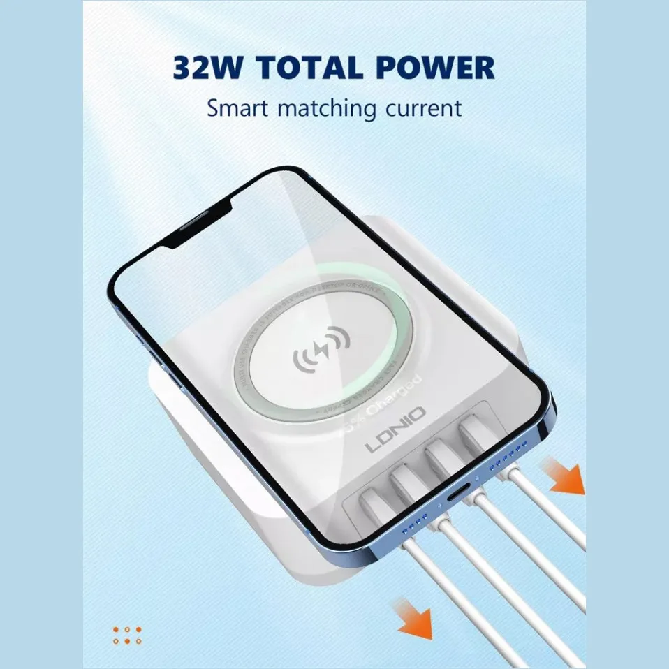Kucni punjac LDNIO AW004 32W Desktop Wireless Quick Charge 3.0 + PD 30W beli