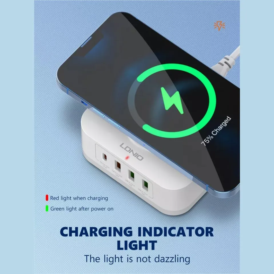 Kucni punjac LDNIO AW004 32W Desktop Wireless Quick Charge 3.0 + PD 30W beli