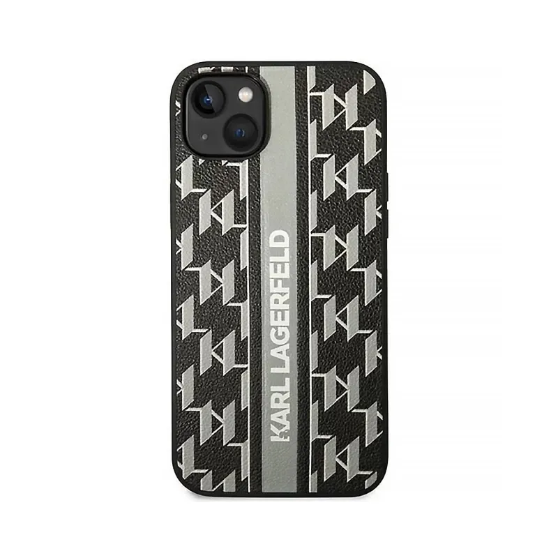 Maska Karl Lagerfeld Hc Monogram stripe za iPhone 14 6.1 siva (KLHCP14SPGKLSKG)