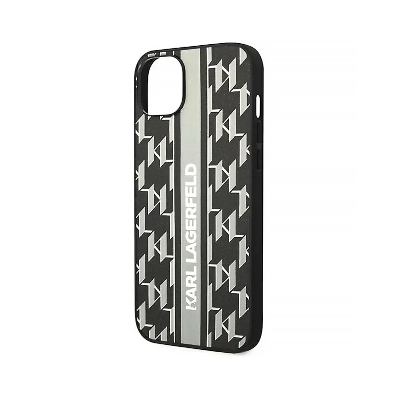 Maska Karl Lagerfeld Hc Monogram stripe za iPhone 14 6.1 siva (KLHCP14SPGKLSKG)