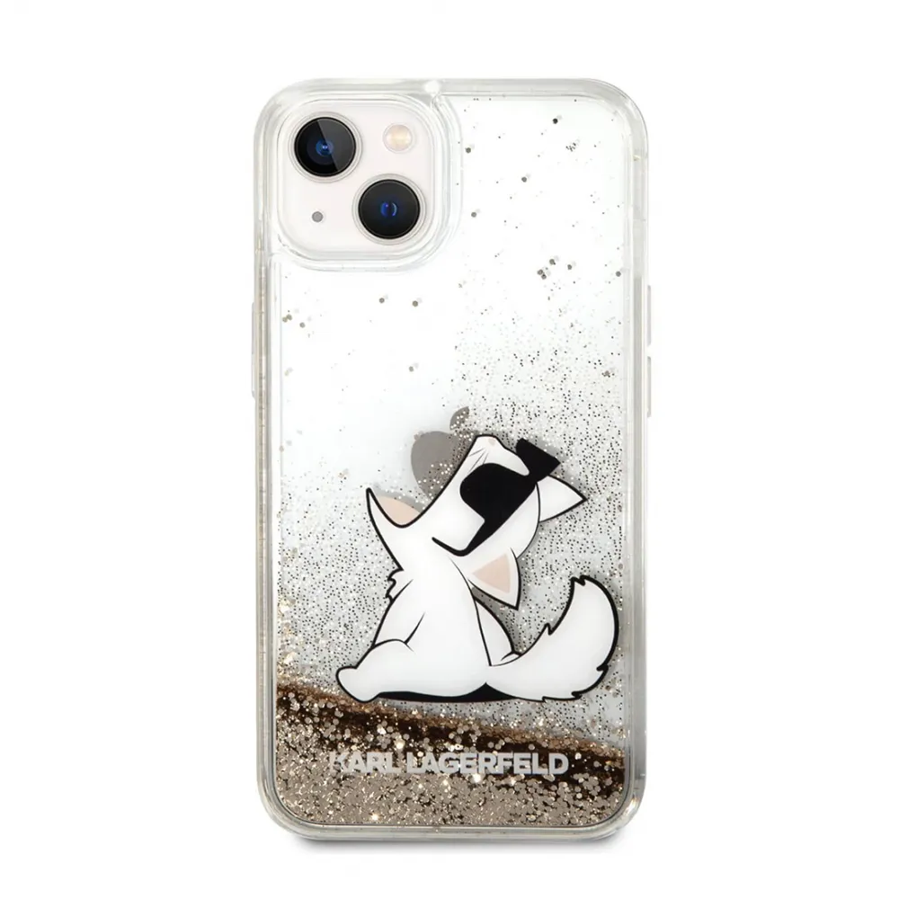 Maska Karl Lagerfeld Hc Liquid Glitter Choupette za iPhone 14 6.1 zlatna (KLHCP14SGCFD)