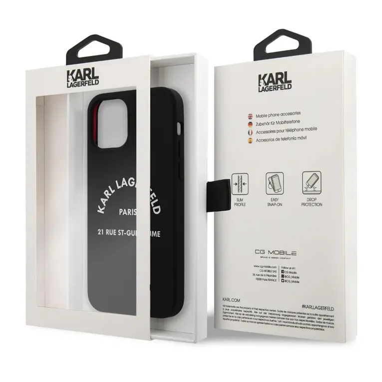 Maska Karl Lagerfeld Hc Silicone RSG za iPhone 12/12 Pro 6.1 crna (KLHCP12MSLSGRBK)