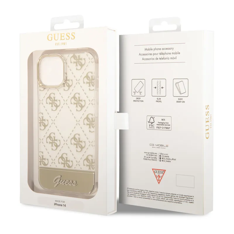 Maska Guess Hc 4G Electro Script za iPhone 14 6.1 zlatna (GUHCP14SHG4MHG)