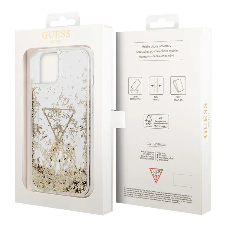 Maska Guess Hc Liquid Glitter Triangle za iPhone 14  Plus 6.7 transparent (GUHCP14MLFCTPT)
