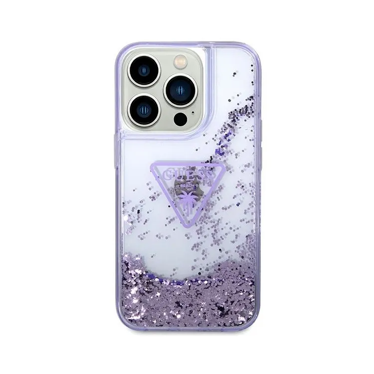 Maska Guess Hc Liquid Glitter Triangle Translucent za iPhone 14 Pro 6.1 ljubicasta(GUHCP14LLFCTPU)