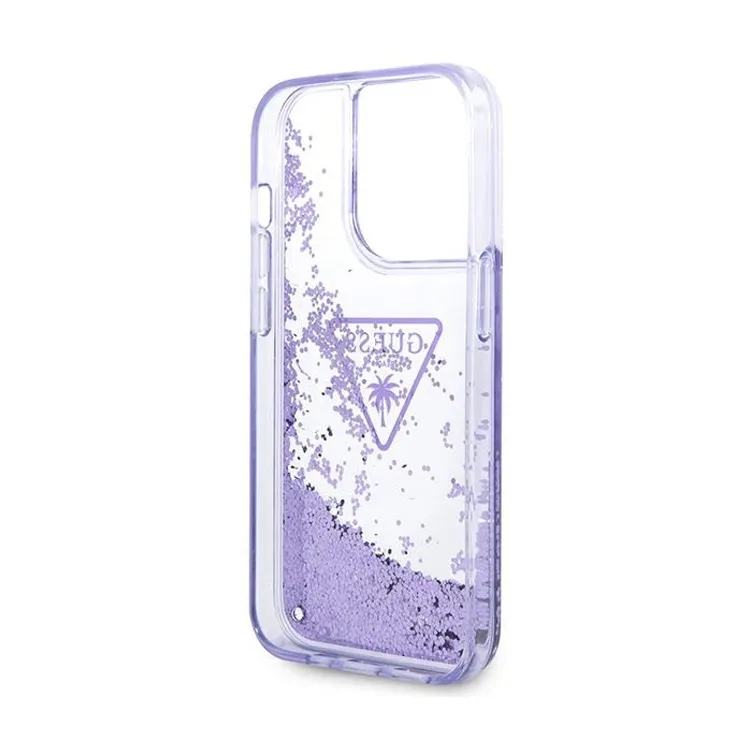 Maska Guess Hc Liquid Glitter Triangle Translucent za iPhone 14 Pro 6.1 ljubicasta(GUHCP14LLFCTPU)