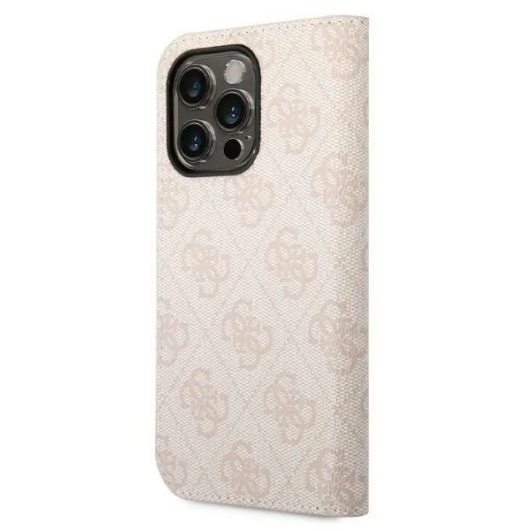 Maska Guess BT PC/TPU 4G PU Script Metal za iPhone 14 Pro 6.1 pink (GUBKP14LHG4SHP)