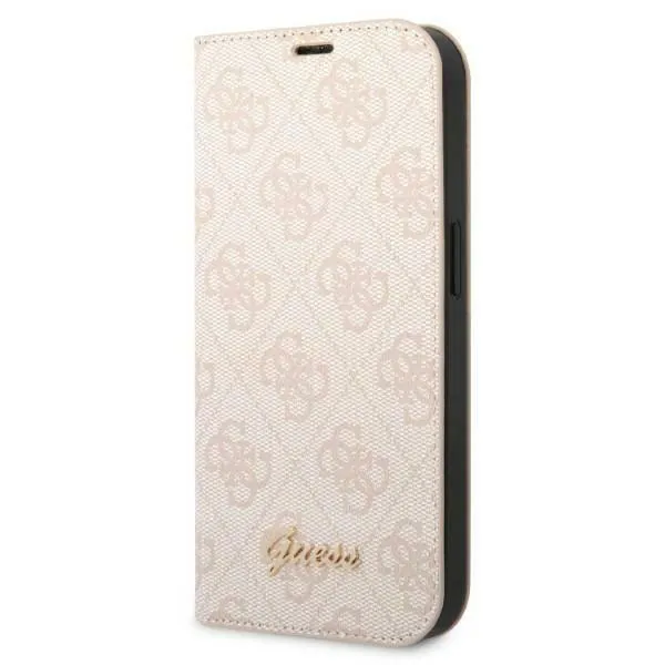 Maska Guess BT PC/TPU 4G PU Script Metal za iPhone 14 Pro 6.1 pink (GUBKP14LHG4SHP)
