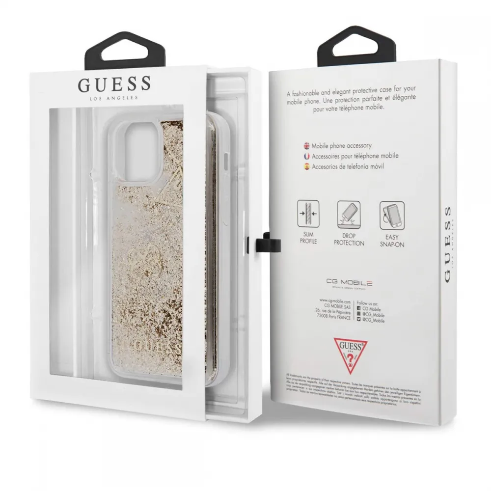Maska Guess Hc Liquid Glitter Charms za iPhone 12/12 Pro 6.1 zlatna (GUHCP12MGLHFLGO)