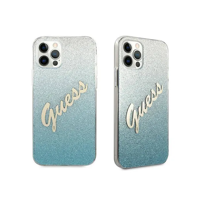 Maska Guess Hc PC/TPU Script Glitter Gradient za iPhone 12/12 Pro 6.1 plava (GUHCP12MPCUGLSBL)